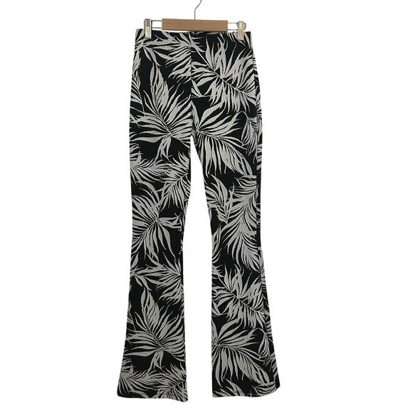 Zara Women's Tropical Leaf Pull-On Flare Elastic Waist Pants S Small NWOT - Picture 3 of 8